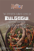 Rebanadas de carne de res marinada, asadas a la perfección y servidas con una guarnición de arroz y verduras al vapor. - Huwon