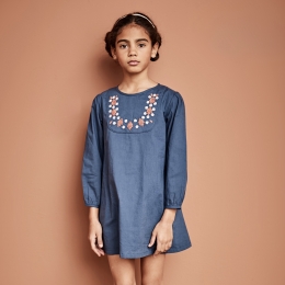 Disponible de 4-12 años vestido azul para niña Bonnet á Pompon - Ropa para bebé y niños - Bonnet á P...