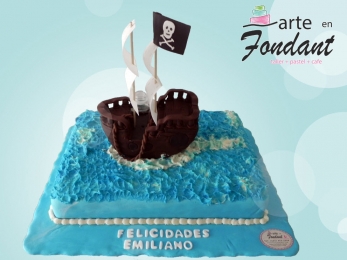 Pastel de piratas - Arte en Fondant - Puebla